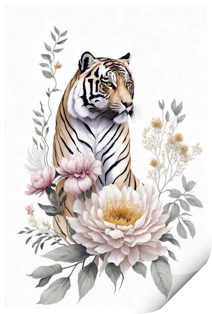 Tiger Portrait Print by AI Creations