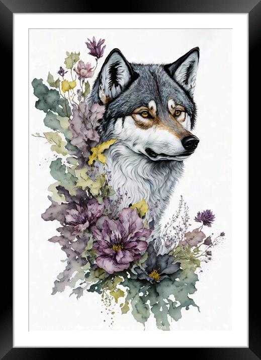 Wolf Portrait Framed Mounted Print by AI Creations