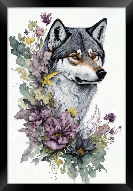 Wolf Portrait Framed Print by AI Creations