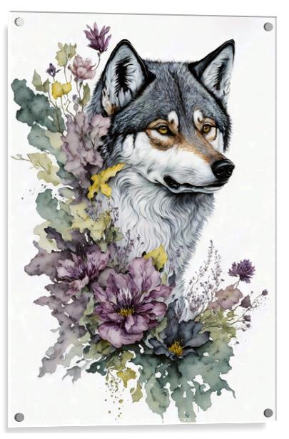 Wolf Portrait Acrylic by AI Creations
