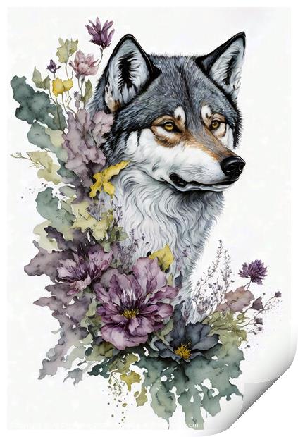 Wolf Portrait Print by AI Creations