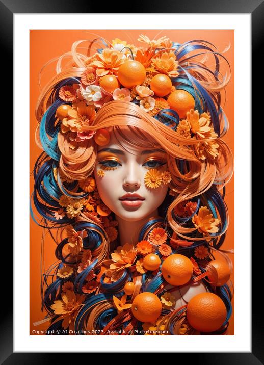 Lady Orange Framed Mounted Print by AI Creations
