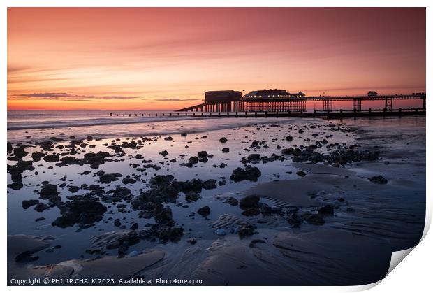 Pre dawn sunrise at Cromer pier 911 Print by PHILIP CHALK