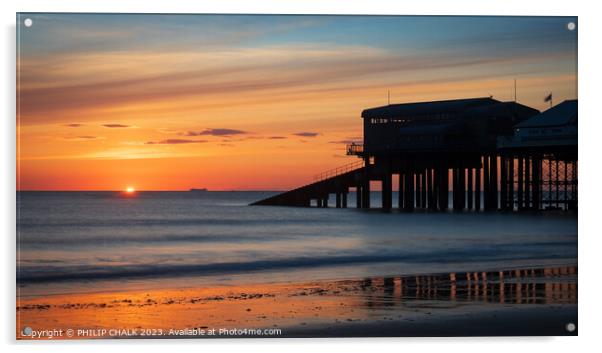 Cromer lifeboat sunrise 912  Acrylic by PHILIP CHALK