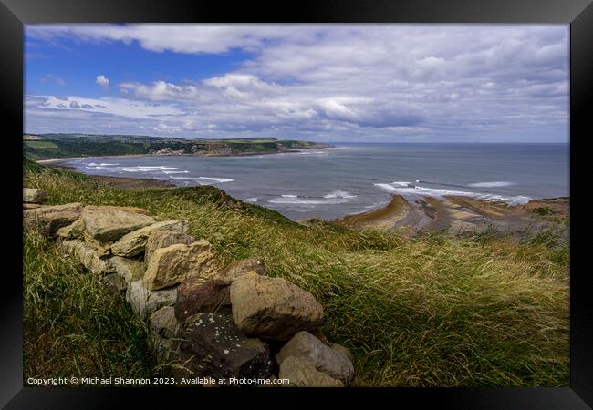 Kettleness Vista: Runswick Bay's Coastal Splendour Framed Print by Michael Shannon