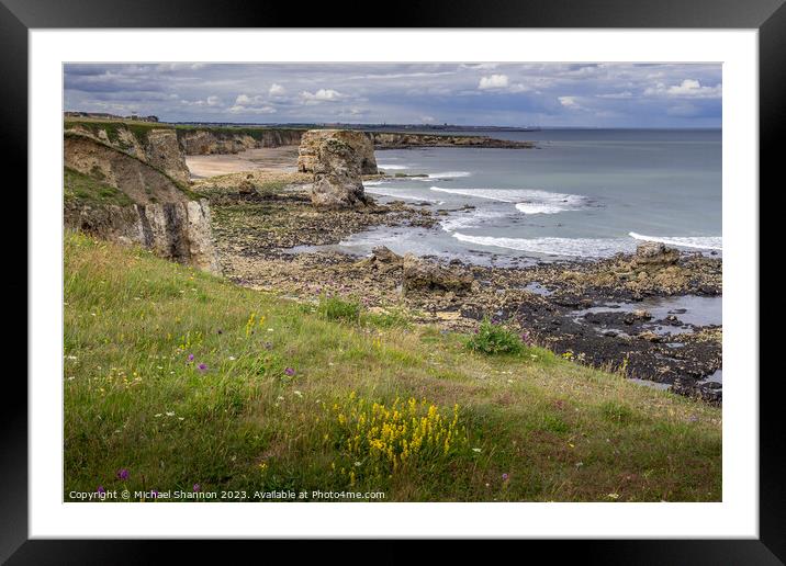 Glimpses of Tyneside from Cliff-framed Marsden Framed Mounted Print by Michael Shannon