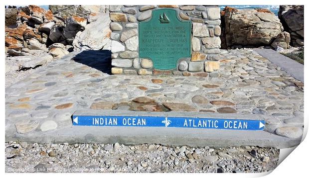Indian and Atlantic Oceans. Print by Lisa PB