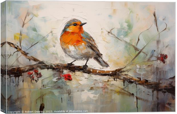 Robin's Tranquil Branch Canvas Print by Robert Deering