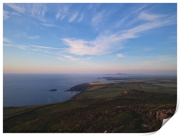 Pembrokeshire coast sunset Print by Charles Powell