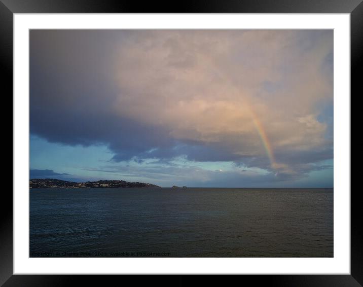 Paignton winter rainbow Framed Mounted Print by Charles Powell
