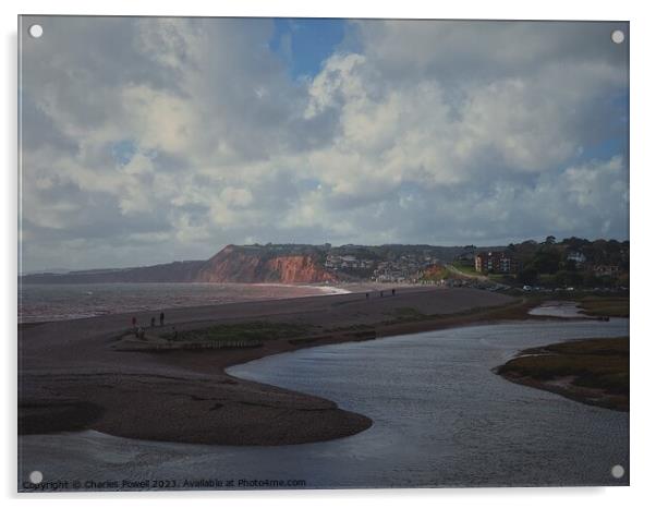 Budleigh Salterton seaside Acrylic by Charles Powell