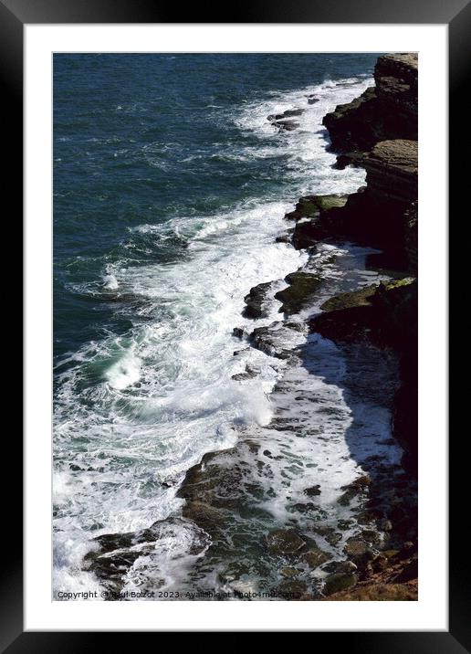 Waves on the rocks, Filey Brigg 4 Framed Mounted Print by Paul Boizot