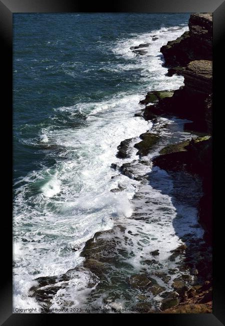 Waves on the rocks, Filey Brigg 4 Framed Print by Paul Boizot