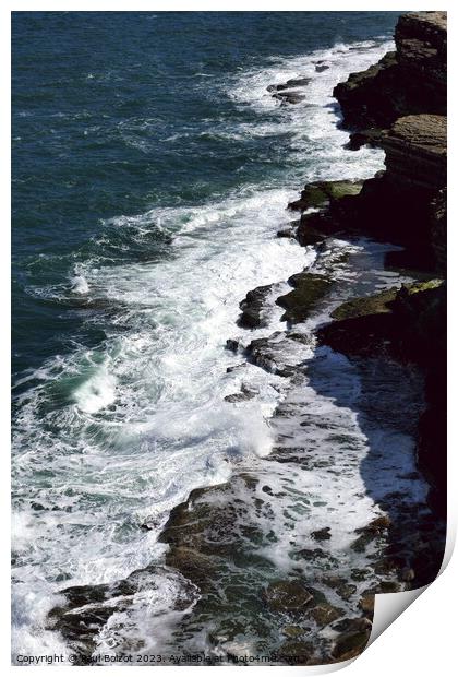 Waves on the rocks, Filey Brigg 4 Print by Paul Boizot