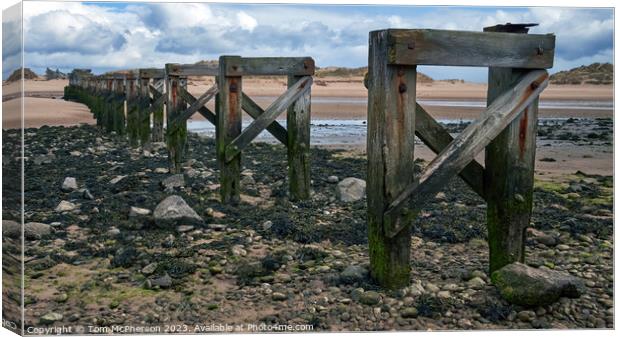 Decaying Relic: Lossiemouth's Old Wooden Bridge Canvas Print by Tom McPherson