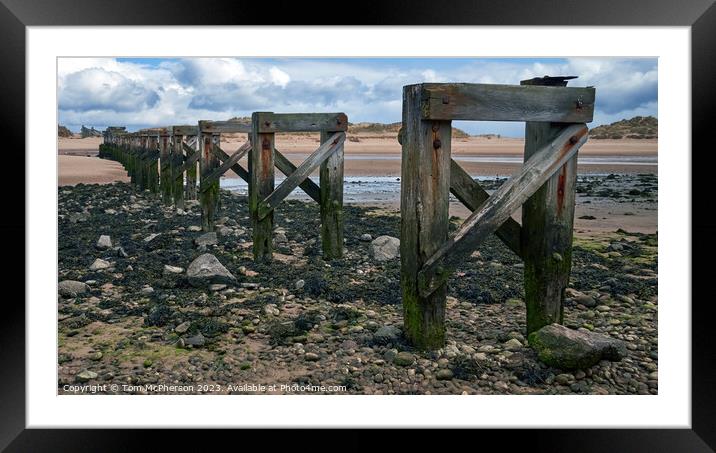 Decaying Relic: Lossiemouth's Old Wooden Bridge Framed Mounted Print by Tom McPherson