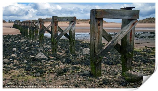 Decaying Relic: Lossiemouth's Old Wooden Bridge Print by Tom McPherson