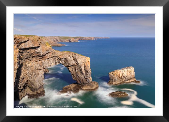 Afternoon at the Green Bridge of Wales  Framed Mounted Print by Andrew Ray