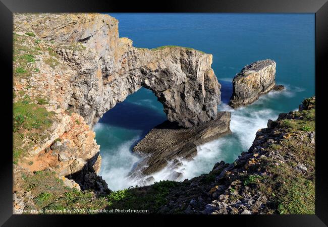 Above The Green Bridge of Wales  Framed Print by Andrew Ray