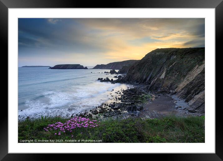 Spring sunset (Marloes Sands) Framed Mounted Print by Andrew Ray