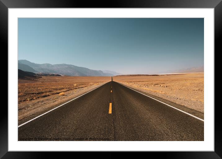 The Open Road in Death Valley, California  Framed Mounted Print by Madeleine Deaton