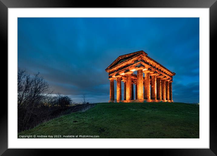 Penshaw Monument at twilight  Framed Mounted Print by Andrew Ray