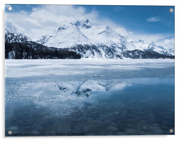 Swiss Alpine Mountain Reflections Acrylic by Madeleine Deaton