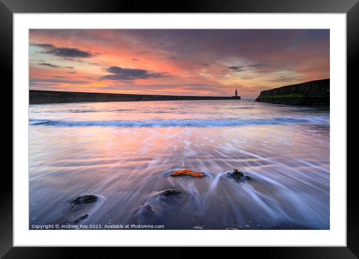 Seaham sunrise Framed Mounted Print by Andrew Ray