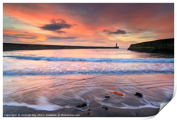 Sunrise at Seaham Harbour Print by Andrew Ray