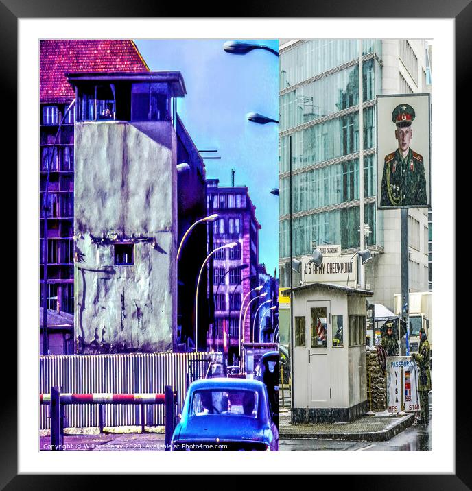 Original 1971 New Checkpoint Charlie Composite Berlin Germany Framed Mounted Print by William Perry