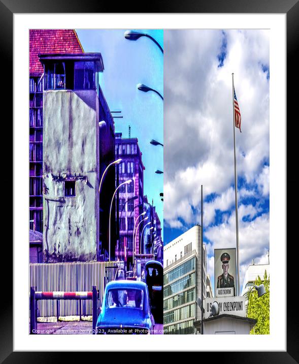 Original 1971 New 2018 Checkpoint Charlie Composite Berlin Germa Framed Mounted Print by William Perry