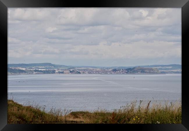 View of Scarborough from Filey Bay Framed Print by Helen Reid