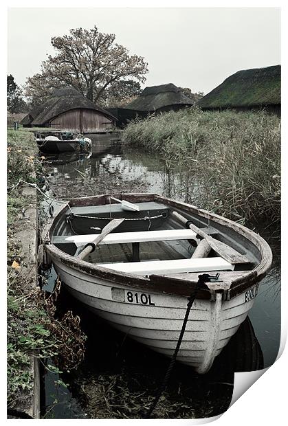 Moored rowing boat Print by Stephen Mole