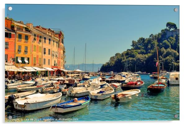 Portofino Boats Acrylic by Lisa PB