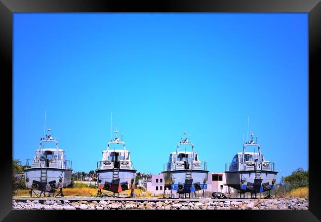 Four Boats Framed Print by Lisa PB