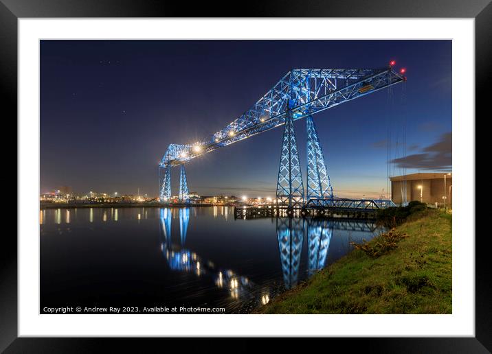 Twilight at Tees Transporter Bridge Framed Mounted Print by Andrew Ray