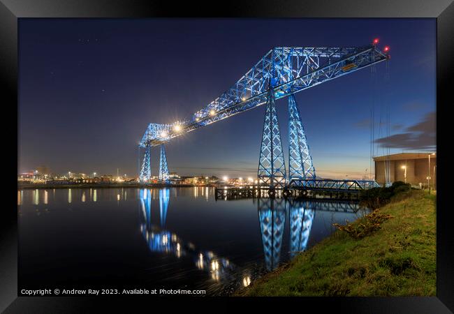 Twilight at Tees Transporter Bridge Framed Print by Andrew Ray