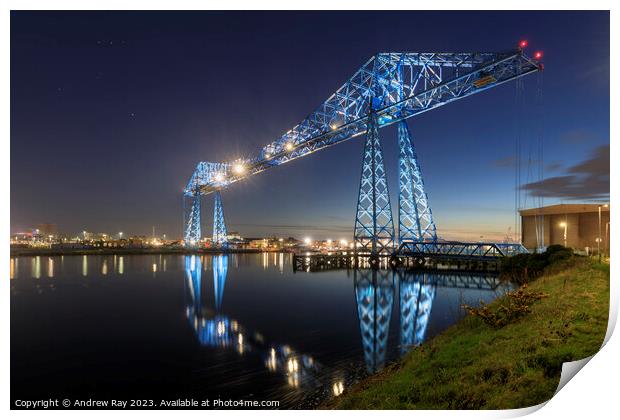 Twilight at Tees Transporter Bridge Print by Andrew Ray