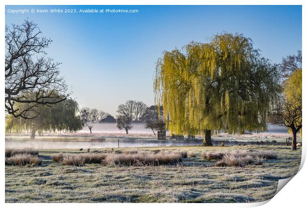 Natures wonderland of frost mist and sunshine Print by Kevin White