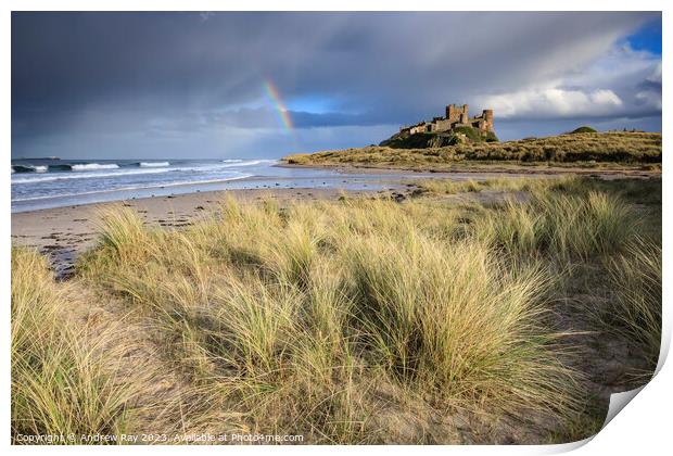 Stormy evening (Bamburgh Castle) Print by Andrew Ray
