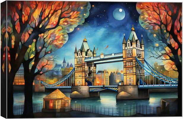 London Bridge under the moonlight  Canvas Print by CC Designs