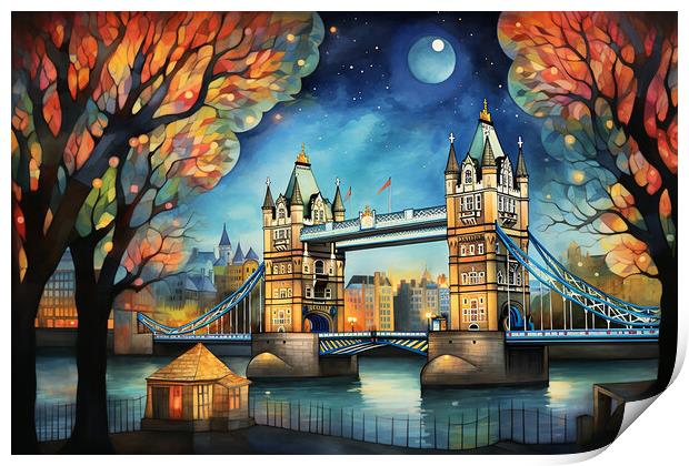London Bridge under the moonlight  Print by CC Designs