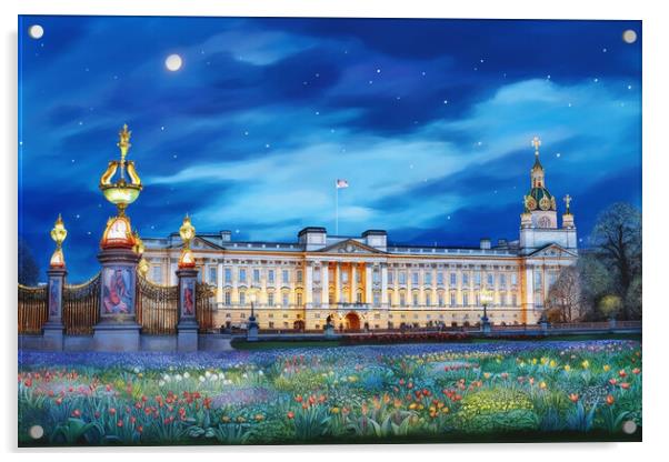 Buckingham Palace at Night  Acrylic by CC Designs