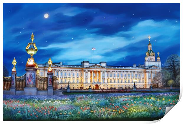 Buckingham Palace at Night  Print by CC Designs