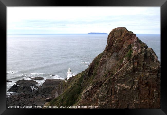 Lundy Island seen from Hartland Point Devon Framed Print by Stephen Thomas Photography 