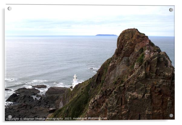Lundy Island seen from Hartland Point Devon Acrylic by Stephen Thomas Photography 