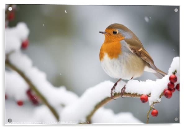 Robin's Winter Rest Acrylic by Robert Deering