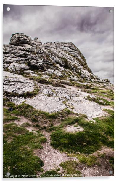 Stormy Skies Over Haytor Tor On Dartmoor, Devon Acrylic by Peter Greenway