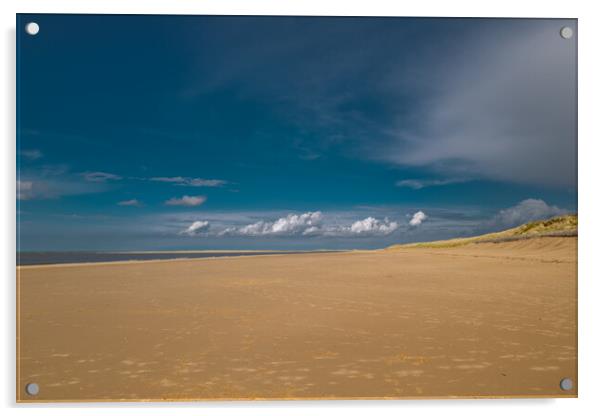 Brancaster beach on a beautiful sunny day. Acrylic by Bill Allsopp