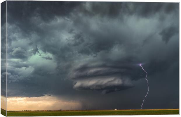 Mesocyclone on a supercell thunderstorm. Texas Canvas Print by John Finney